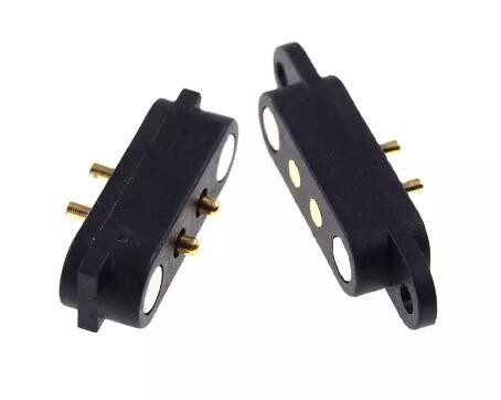 4p Magnetic POGO Pin Connector 2A Pitch 2.8mm For Flange PCB Solder Panel Mount